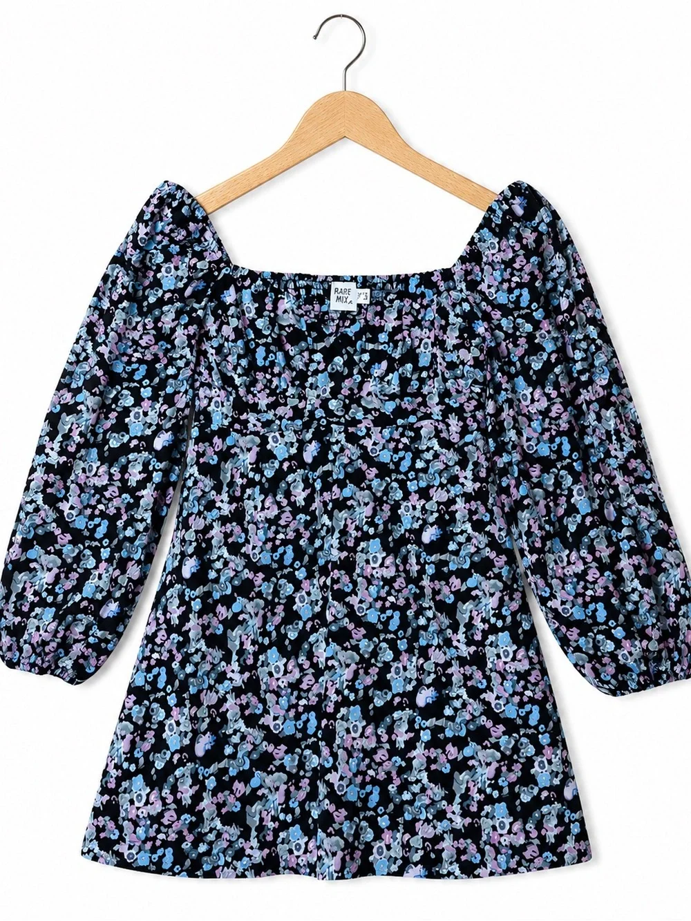 Princess Polly Floral Smocked Mini Dress Puff Sleeve Cottagecore Black US 10 - Picture 2 of 9